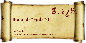 Bere Árpád névjegykártya