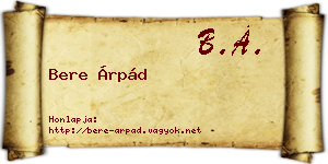 Bere Árpád névjegykártya