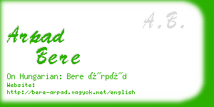 arpad bere business card